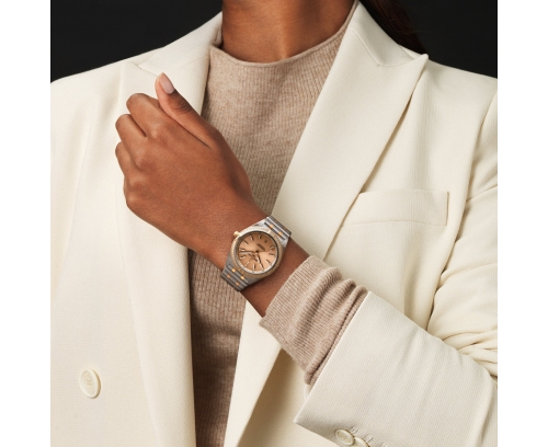 Montre Breitling Chronomat Lady Automatic or rose et acier cadran cuivre et index diamants bracelet en acier et or rose 36 mm