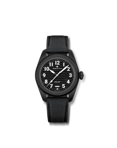 Montre Zenith Pilot Automatic cadran noir bracelet noir 40 mm