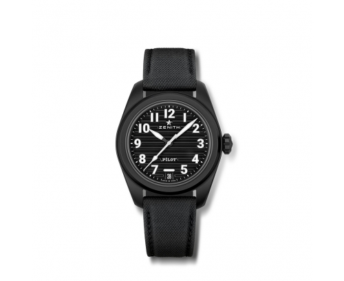 Montre Zenith Pilot Automatic cadran noir bracelet noir 40 mm