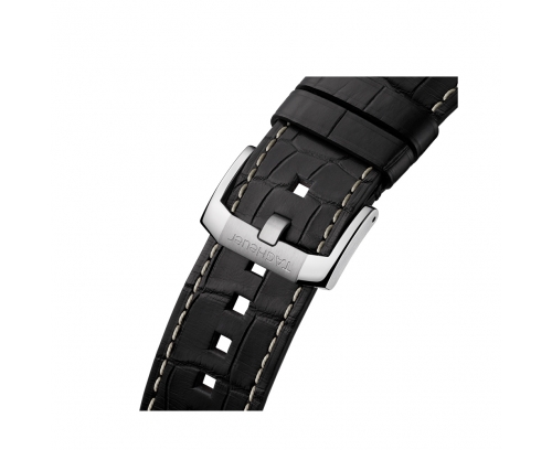 Montre TAG Heuer Autavia Chronometer Flyback automatique cadran argent bracelet cuir d'alligator noir 42 mm