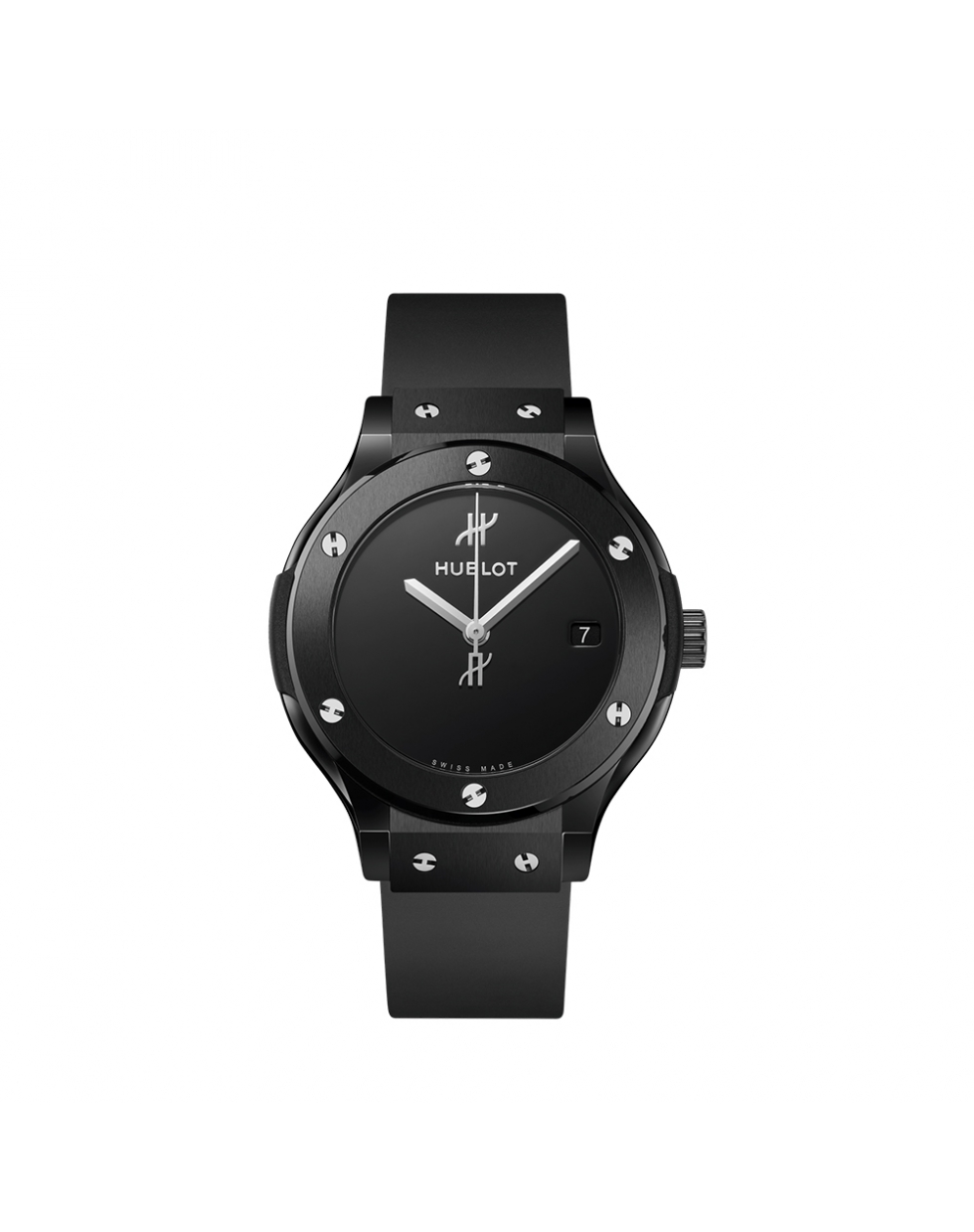 Montre Hublot Classic Fusion automatique cadran noir bracelet caoutchouc noir 38 mm