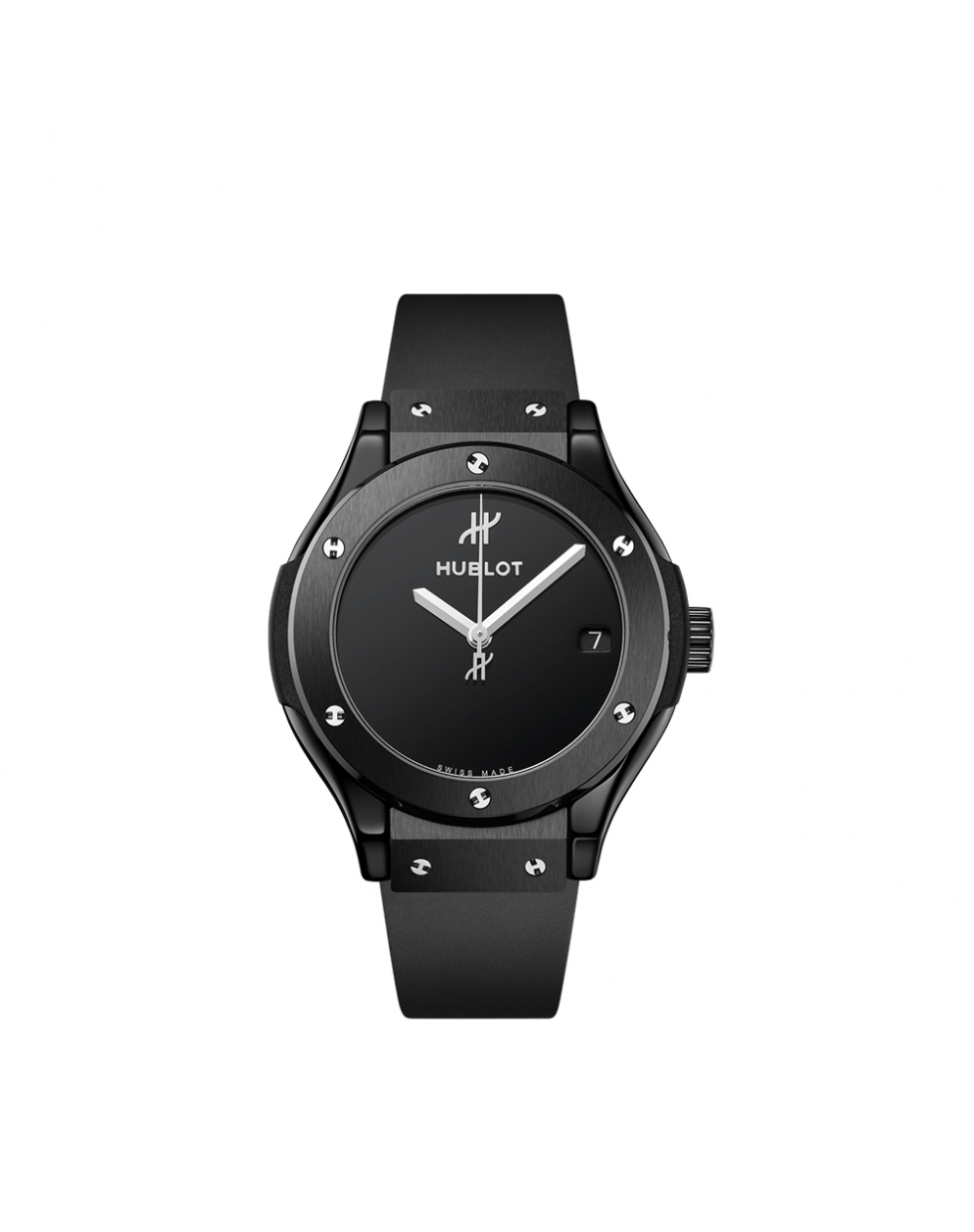 Montre Hublot Classic Fusion quartz cadran noir bracelet caoutchouc noir 33 mm