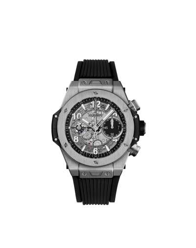 Montre Hublot Big Bang Unico Titanium automatique cadran squeletté noir mat bracelet caoutchouc noir 42 mm