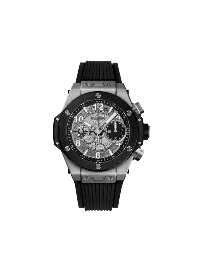Montre Hublot Big Bang Unico Titanium Ceramic automatique cadran noir mat bracelet caoutchouc noir 42 mm
